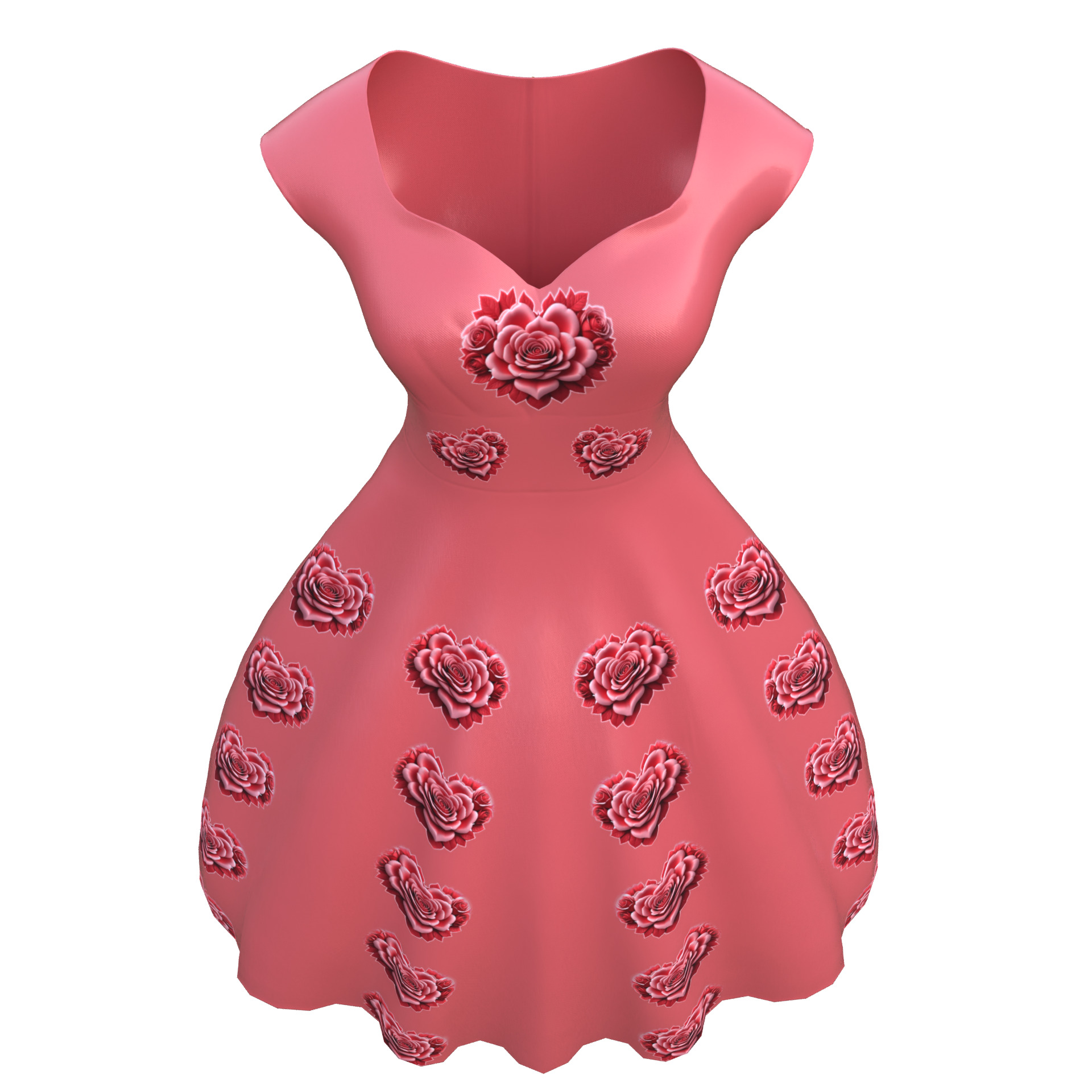 Low Poly Red Vintage Dress Low-poly 3D model_7