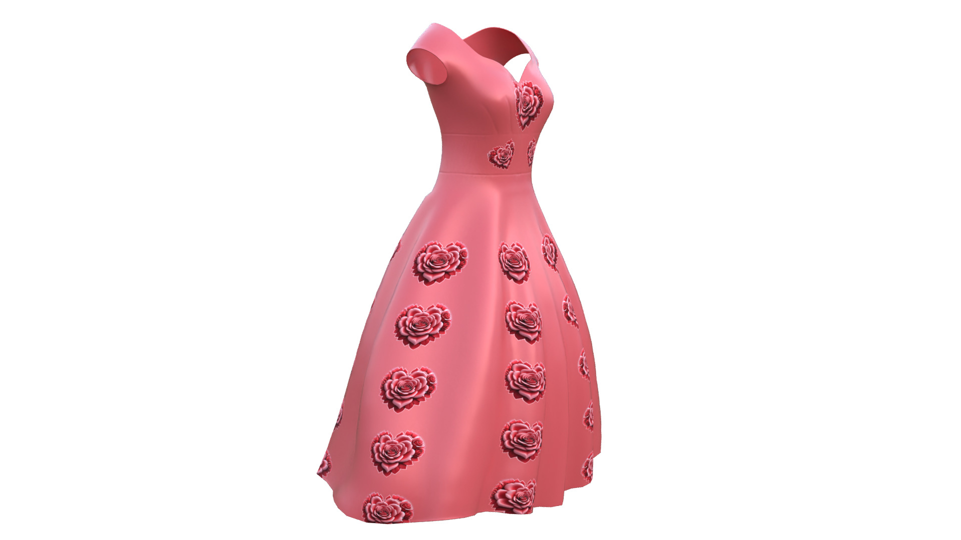 Low Poly Red Vintage Dress Low-poly 3D model_17