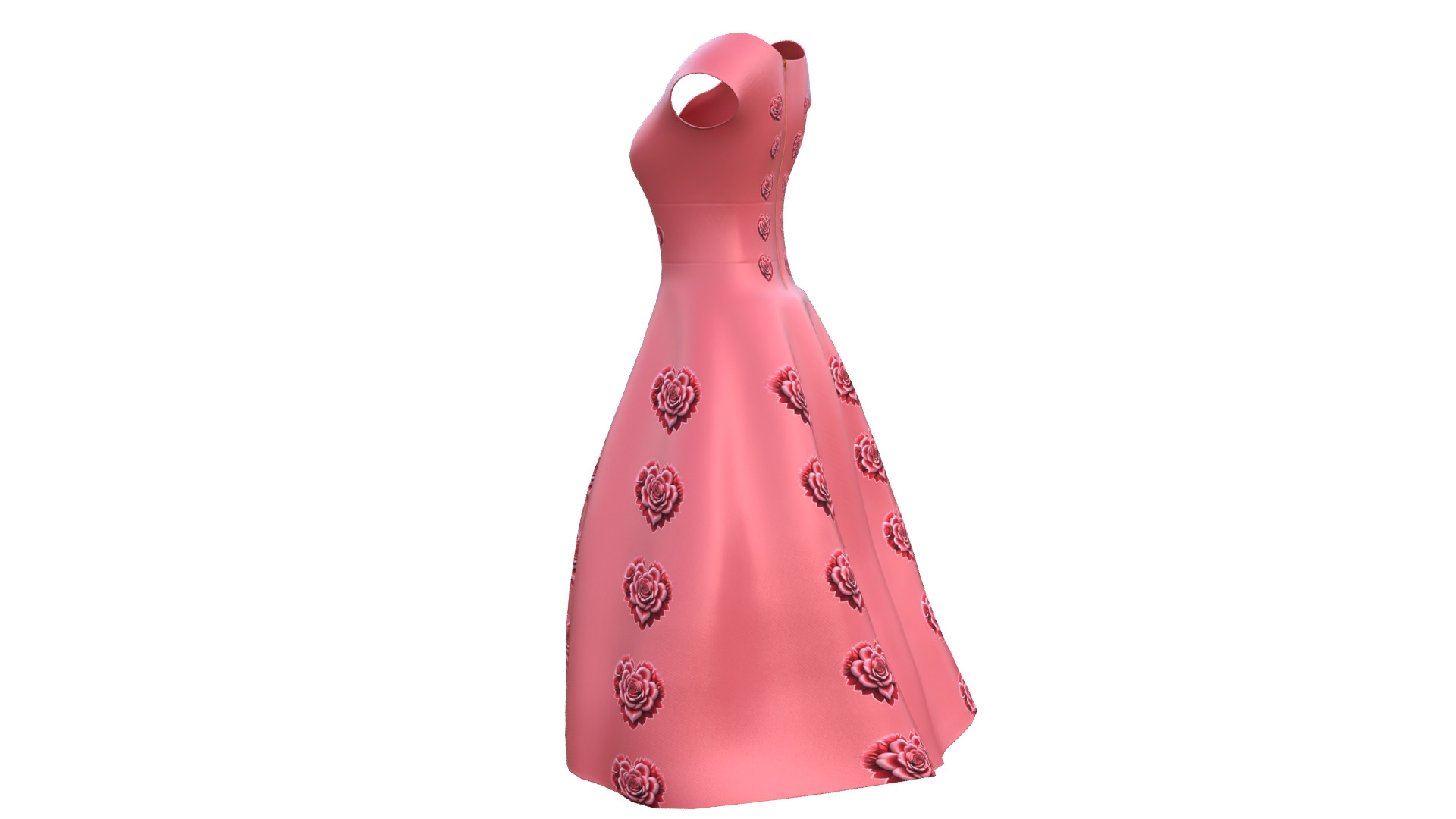 Low Poly Red Vintage Dress Low-poly 3D model_36
