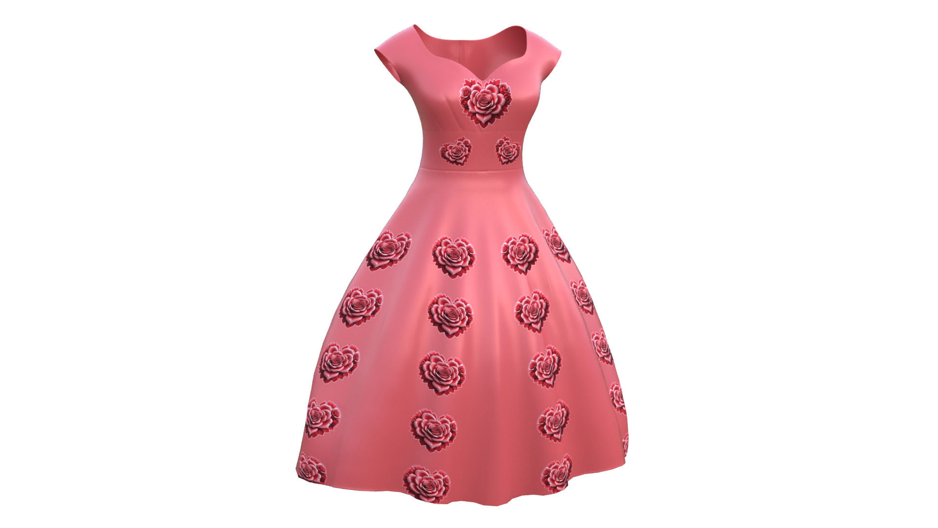 Low Poly Red Vintage Dress Low-poly 3D model_13