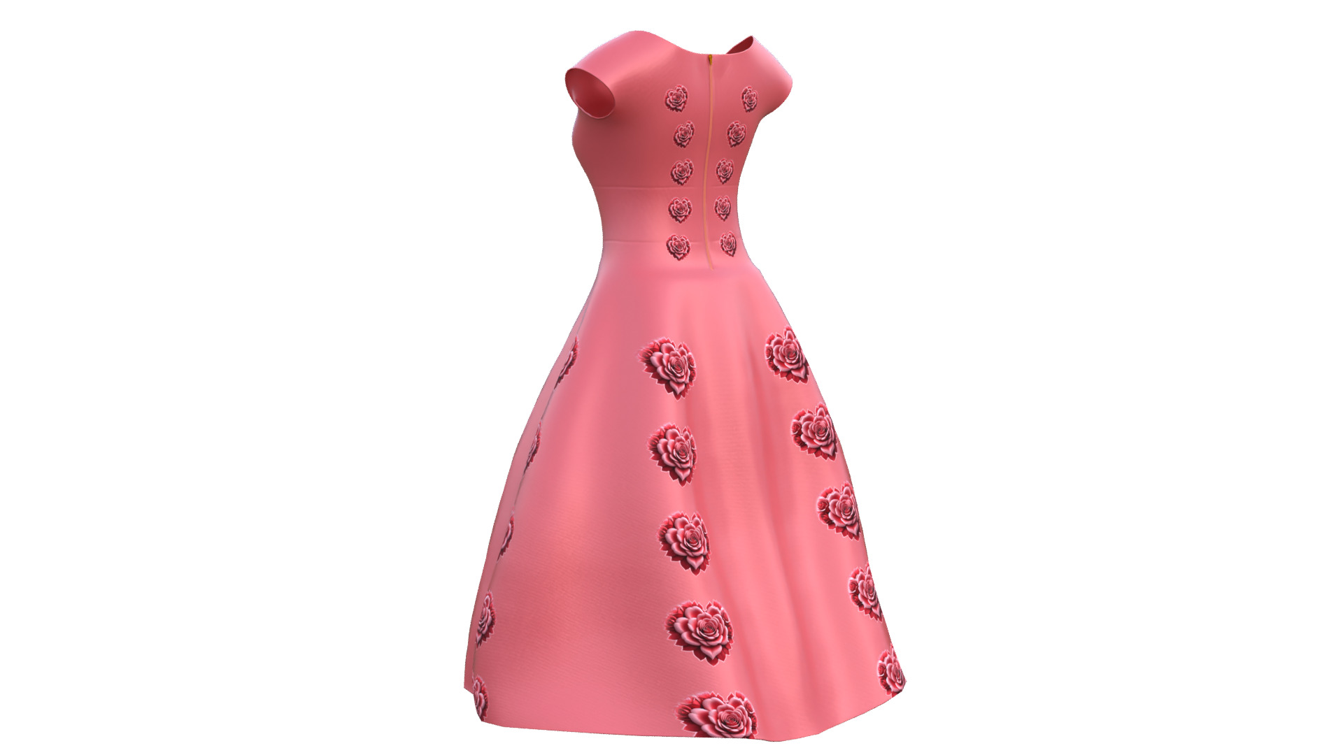 Low Poly Red Vintage Dress Low-poly 3D model_33