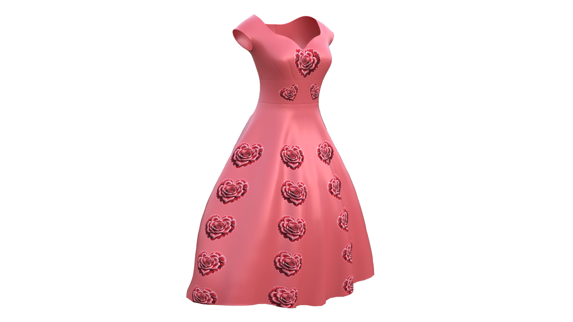 Low Poly Red Vintage Dress Low-poly 3D model_15