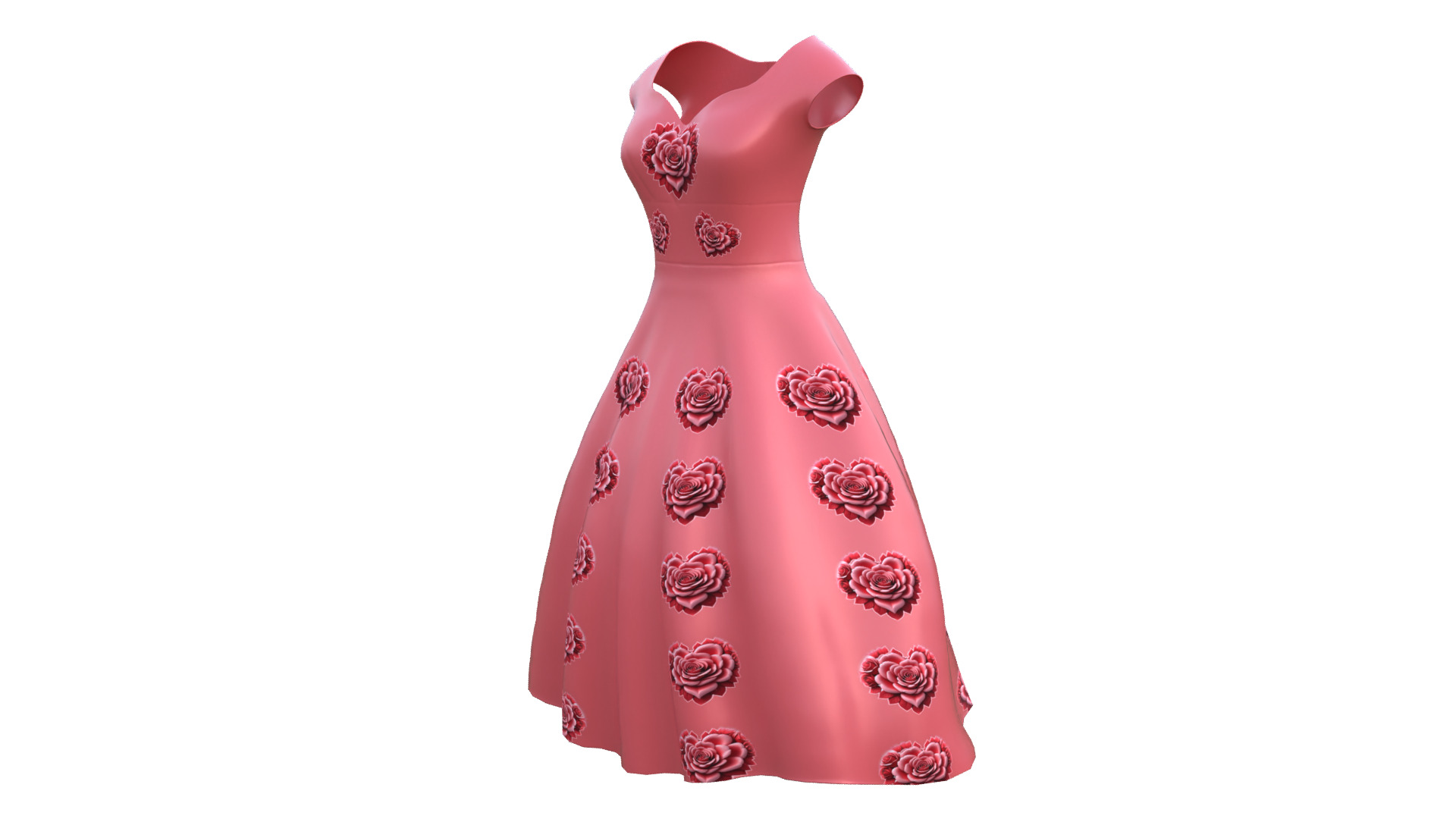 Low Poly Red Vintage Dress Low-poly 3D model_42