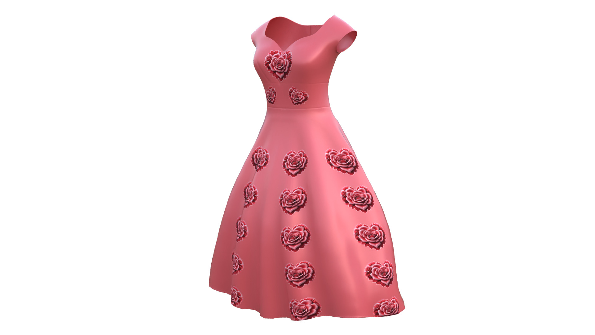 Low Poly Red Vintage Dress Low-poly 3D model_43