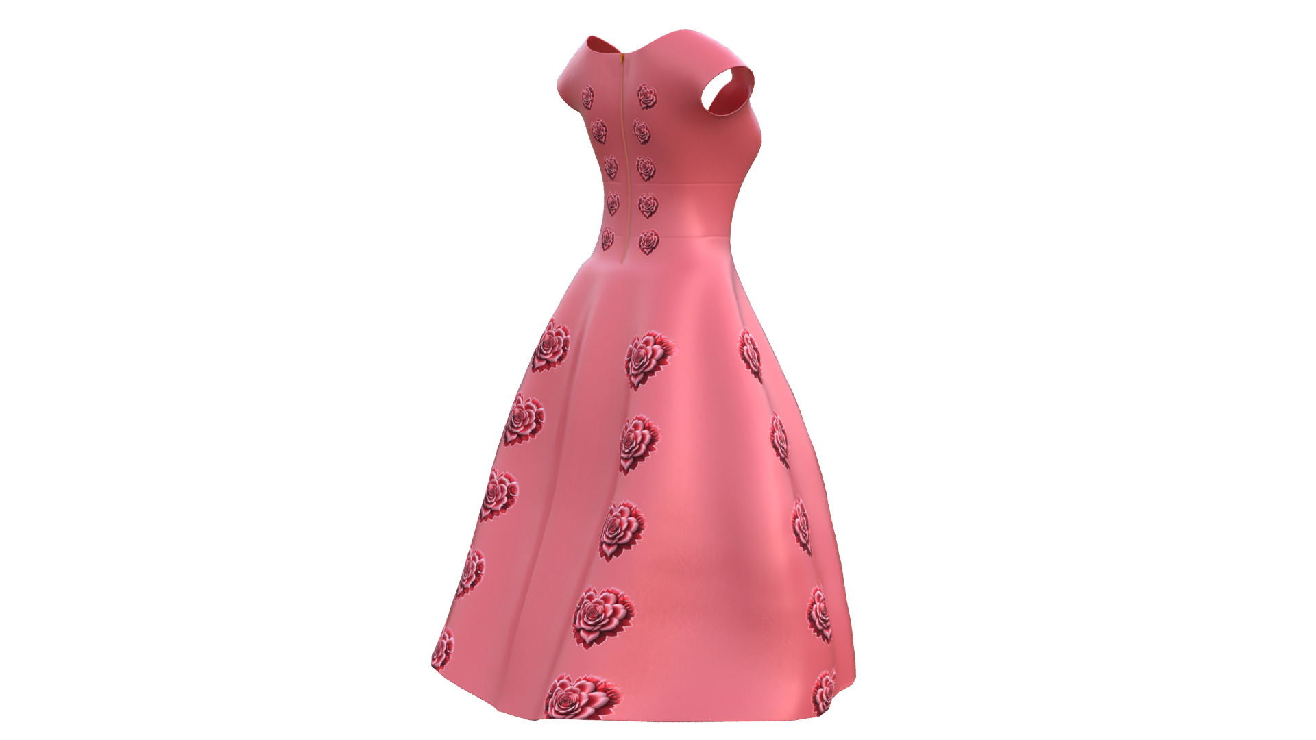 Low Poly Red Vintage Dress Low-poly 3D model_24
