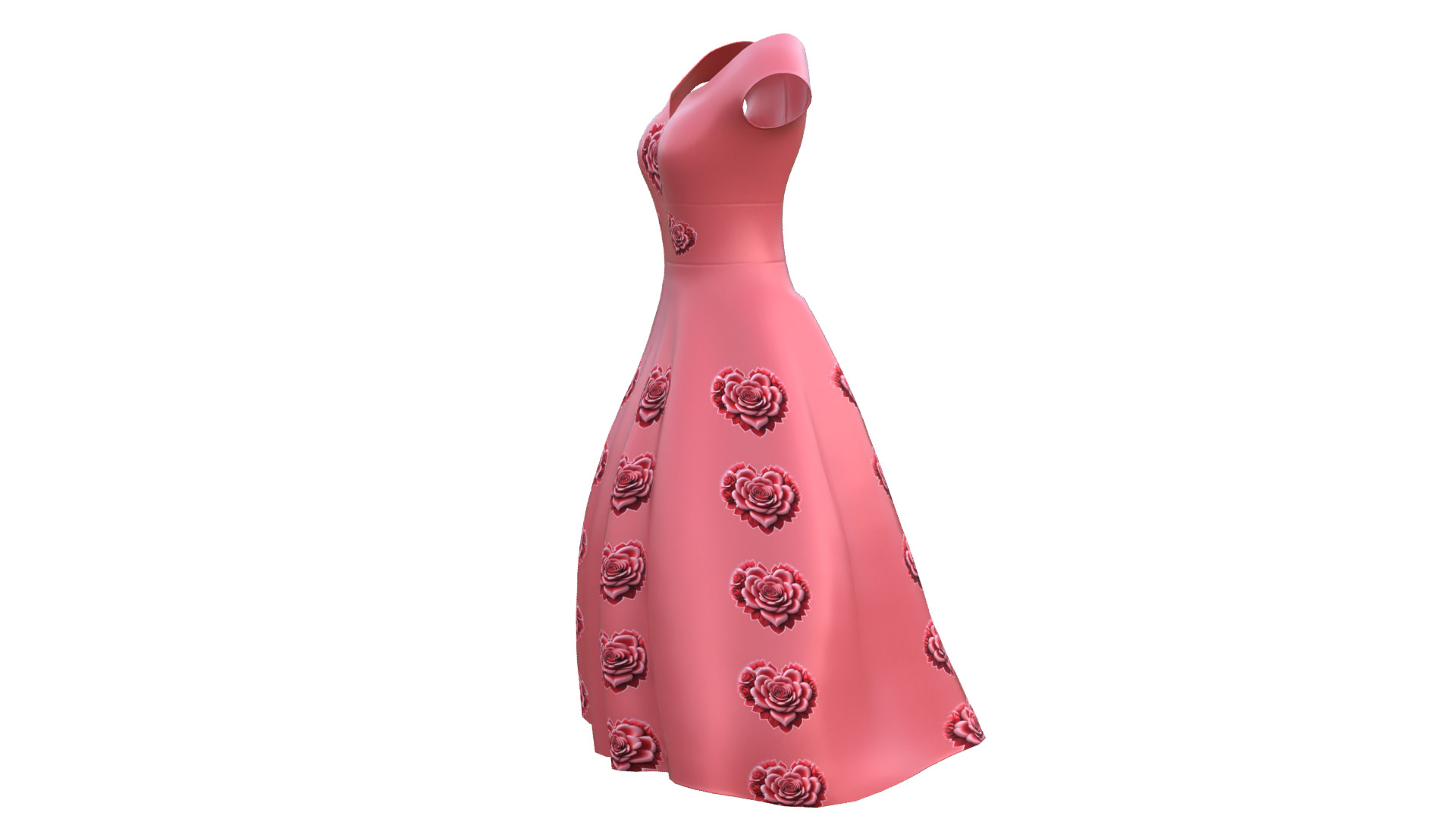 Low Poly Red Vintage Dress Low-poly 3D model_39