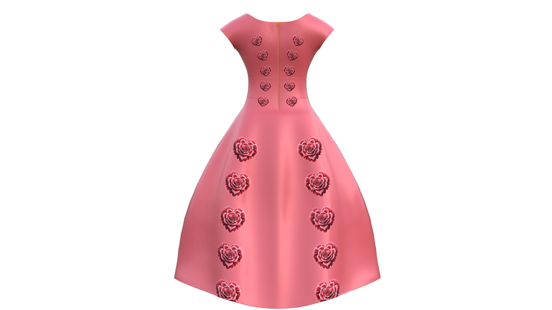 Low Poly Red Vintage Dress Low-poly 3D model_29