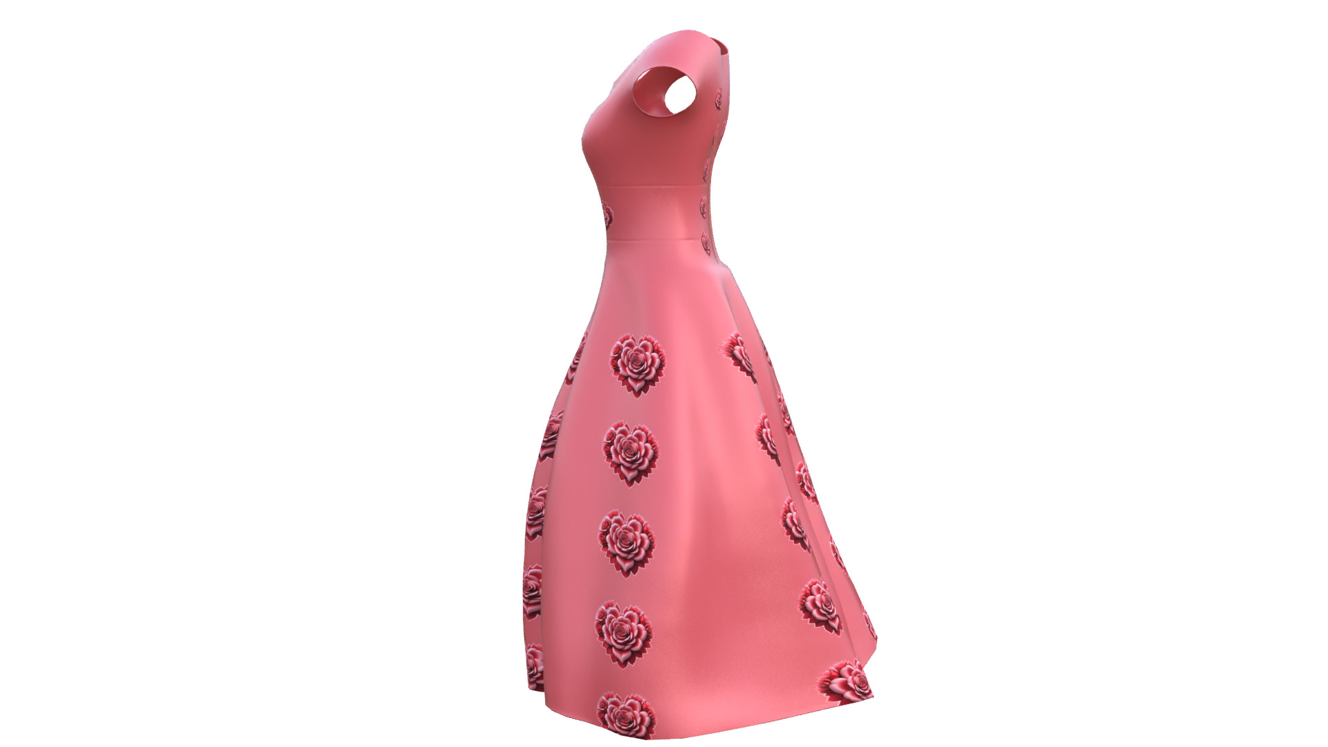 Low Poly Red Vintage Dress Low-poly 3D model_37