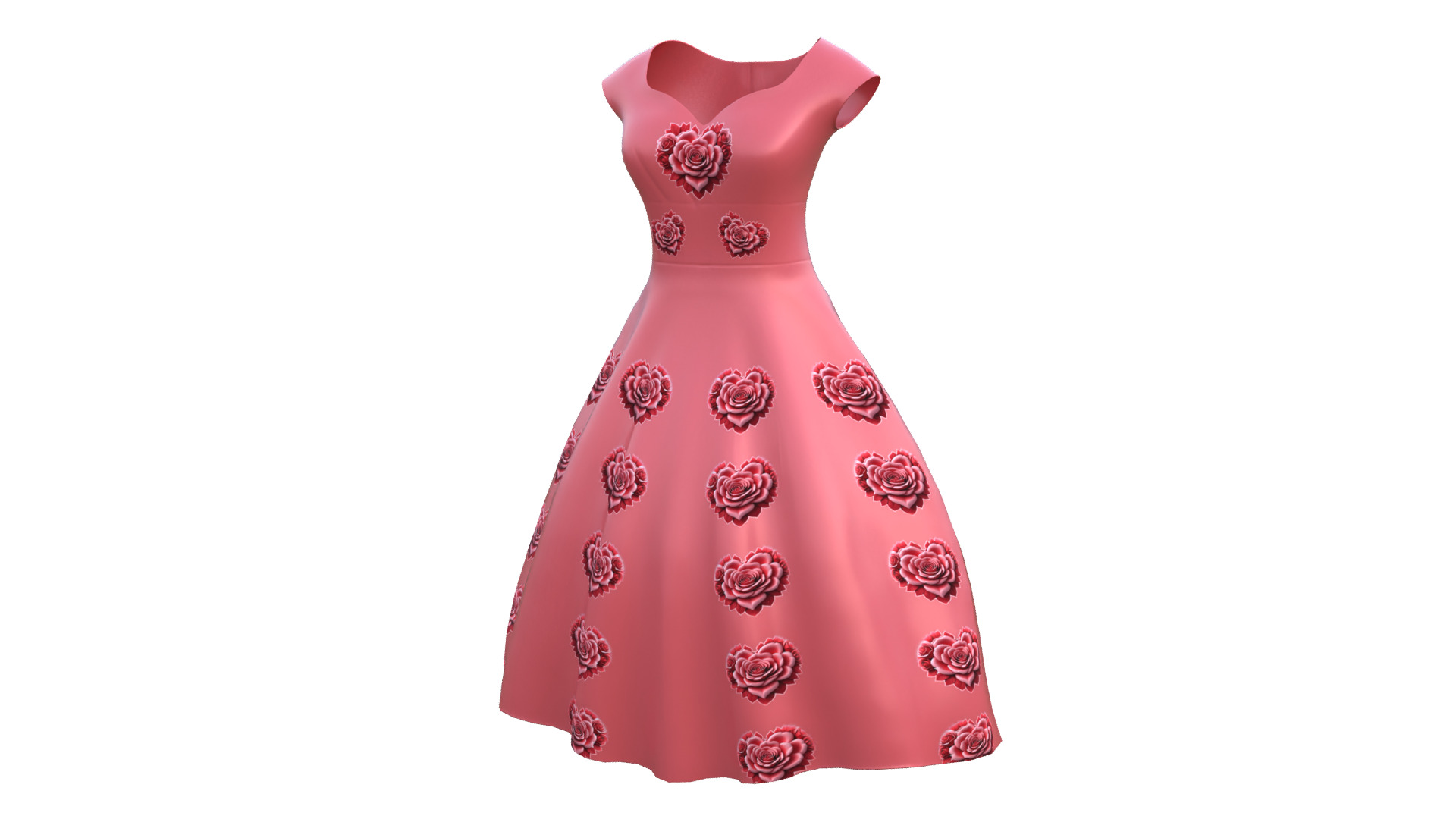 Low Poly Red Vintage Dress Low-poly 3D model_44