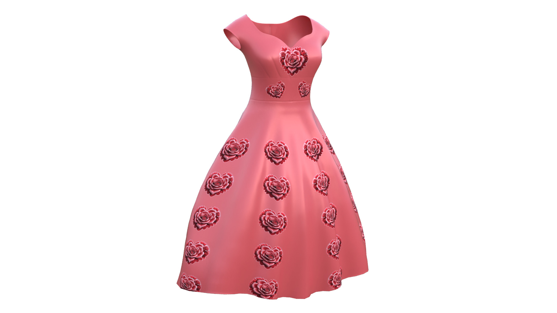 Low Poly Red Vintage Dress Low-poly 3D model_14
