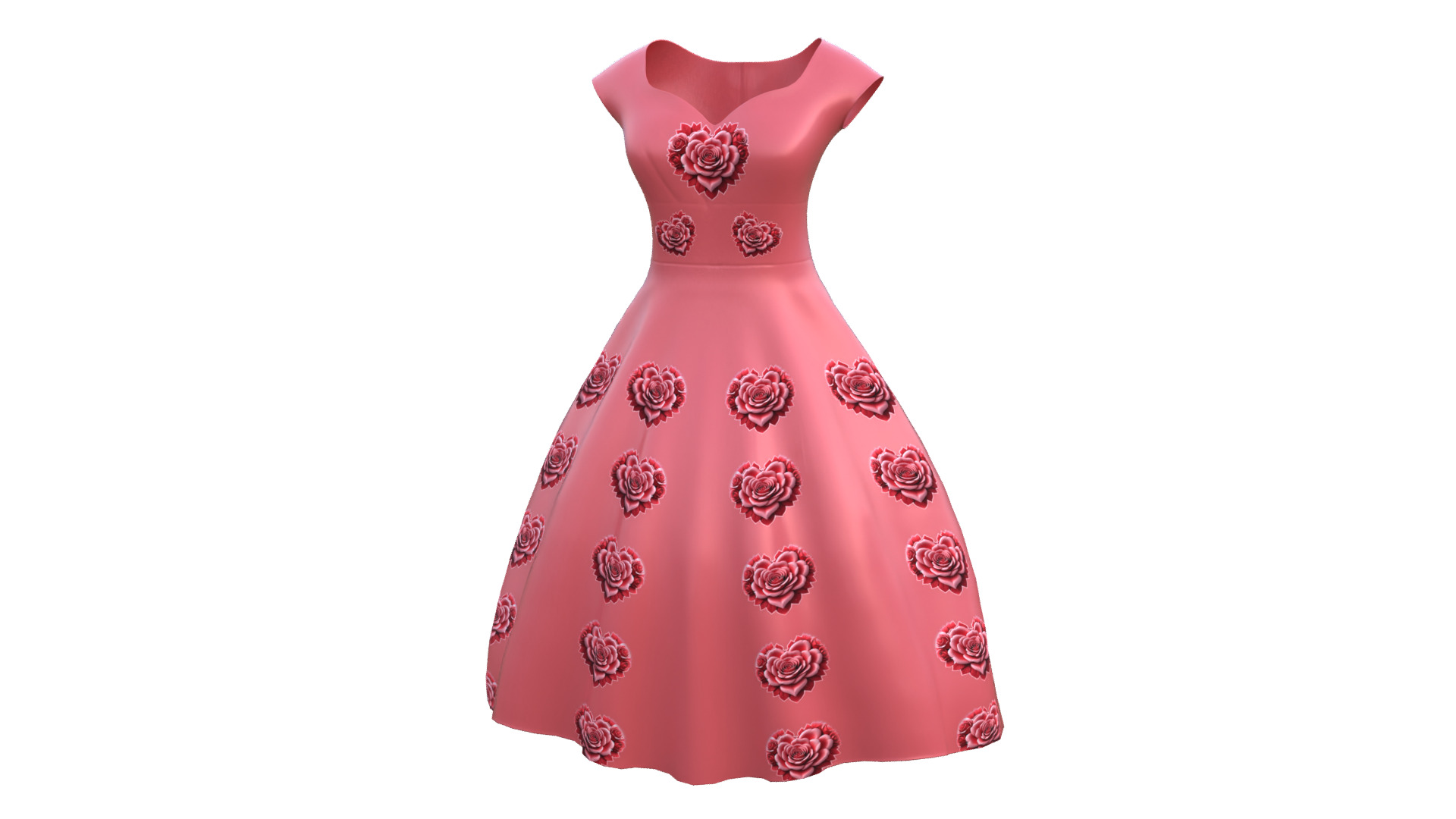 Low Poly Red Vintage Dress Low-poly 3D model_45