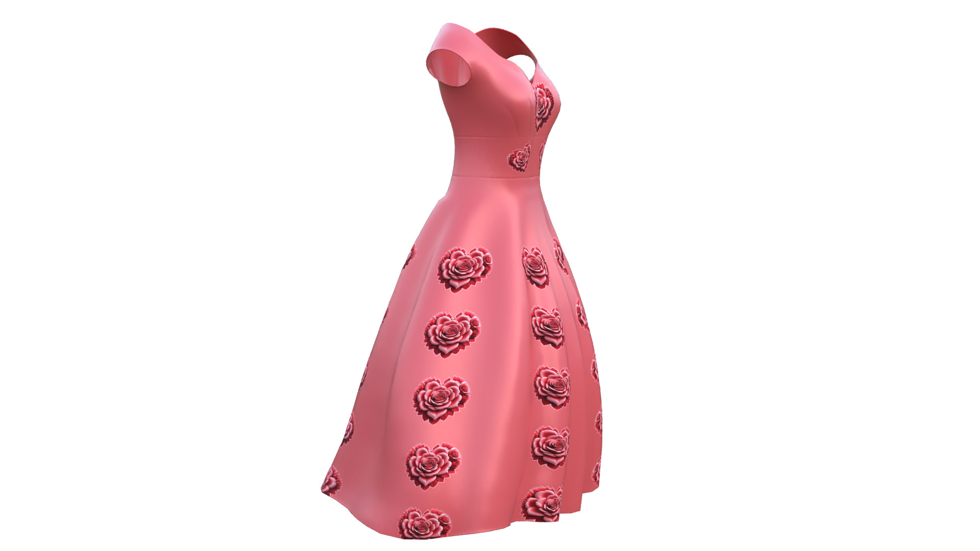Low Poly Red Vintage Dress Low-poly 3D model_18