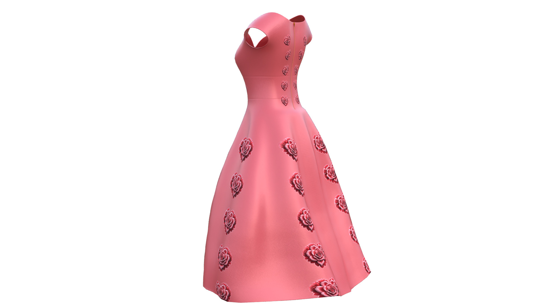 Low Poly Red Vintage Dress Low-poly 3D model_35
