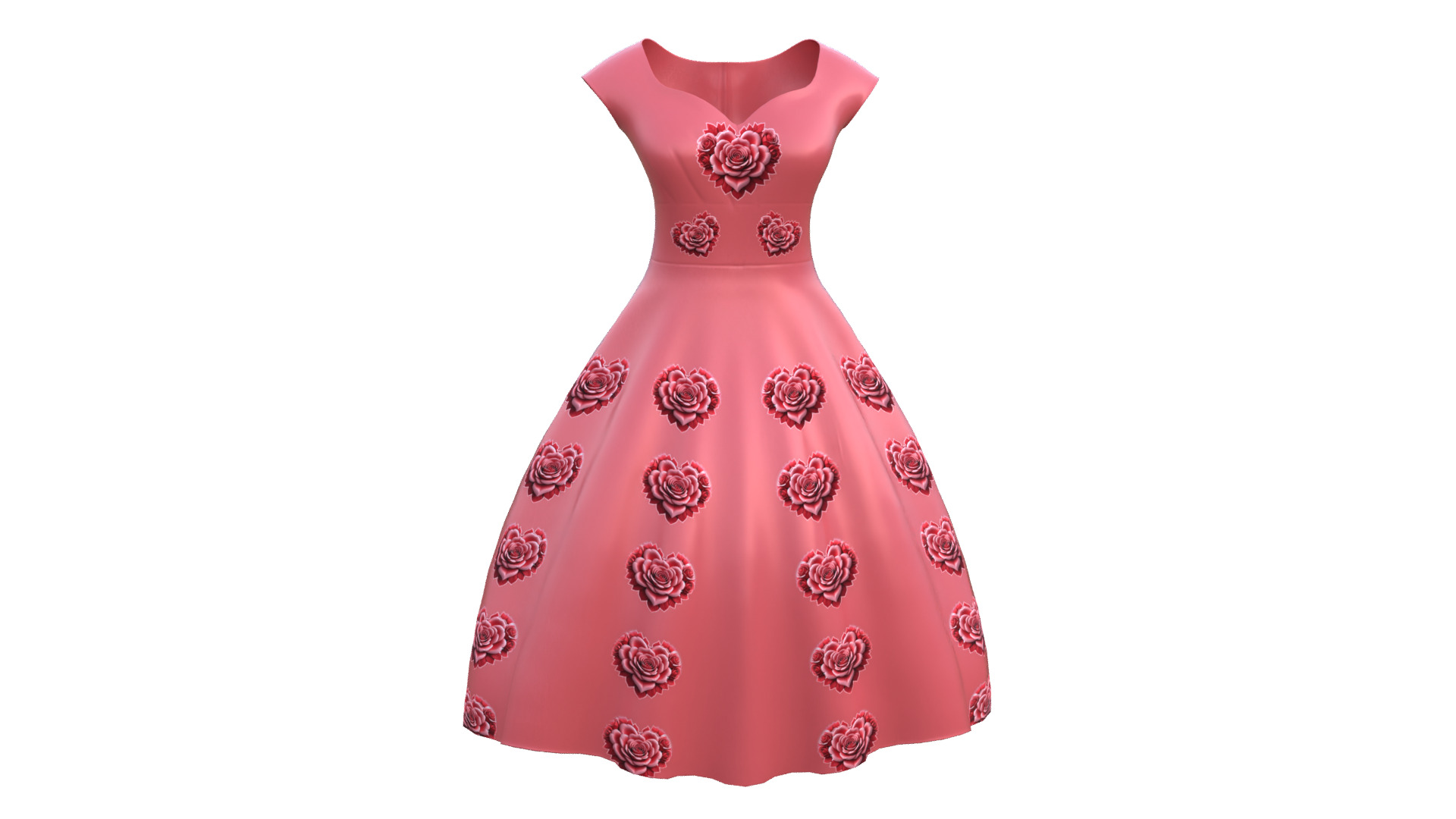 Low Poly Red Vintage Dress Low-poly 3D model_12