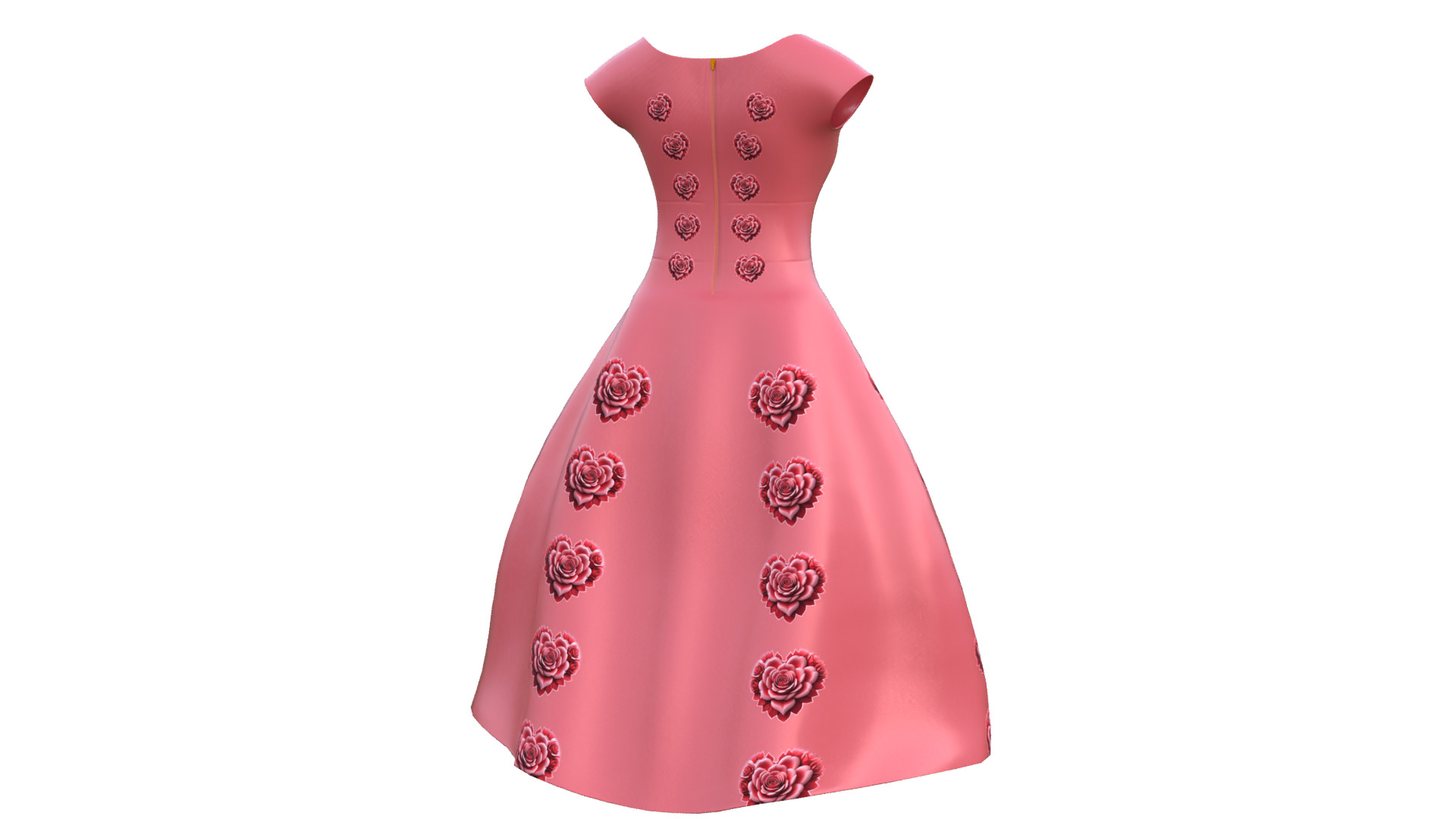 Low Poly Red Vintage Dress Low-poly 3D model_27