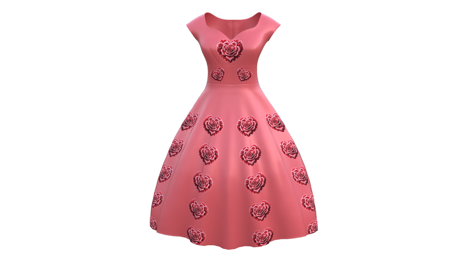 Low Poly Red Vintage Dress Low-poly 3D model_46
