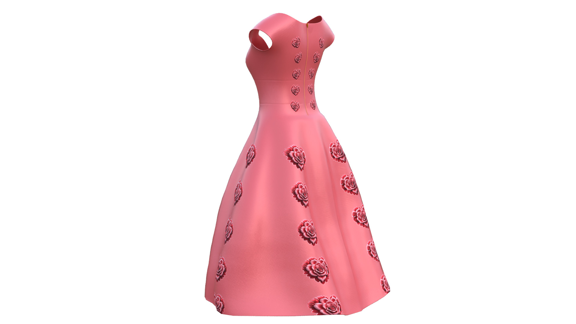 Low Poly Red Vintage Dress Low-poly 3D model_34