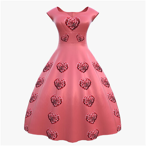 Low Poly Red Vintage Dress Low-poly 3D model