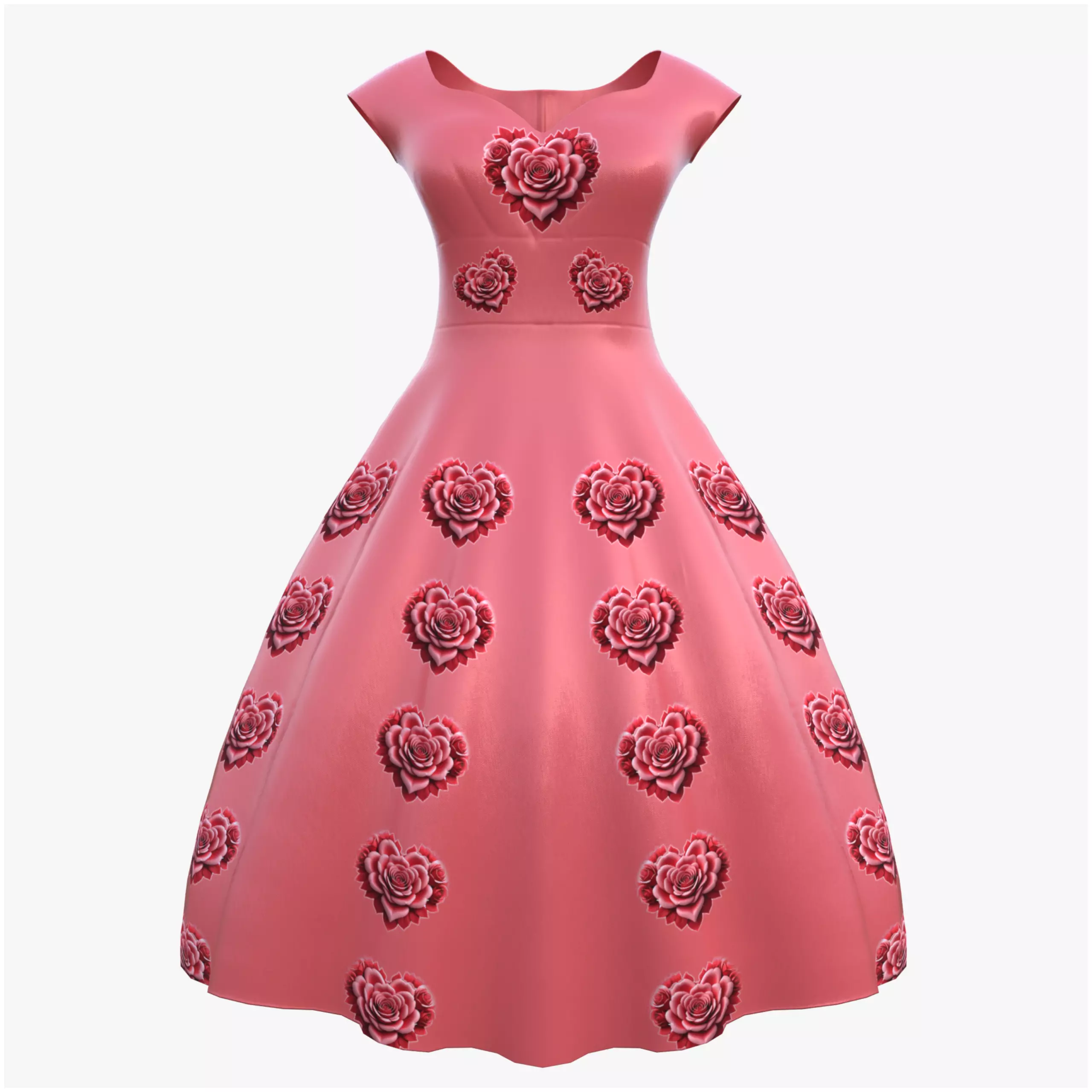 Low Poly Red Vintage Dress Low-poly 3D model_0