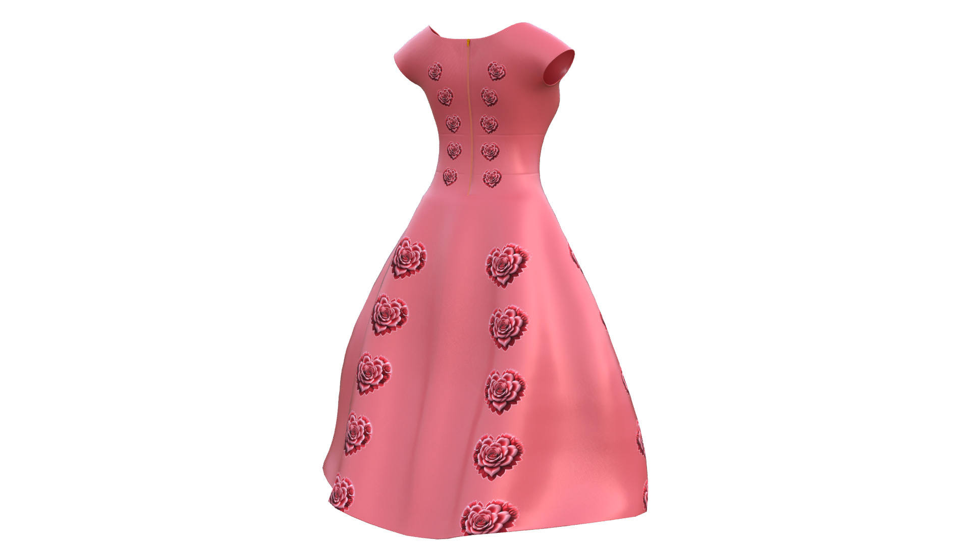 Low Poly Red Vintage Dress Low-poly 3D model_26