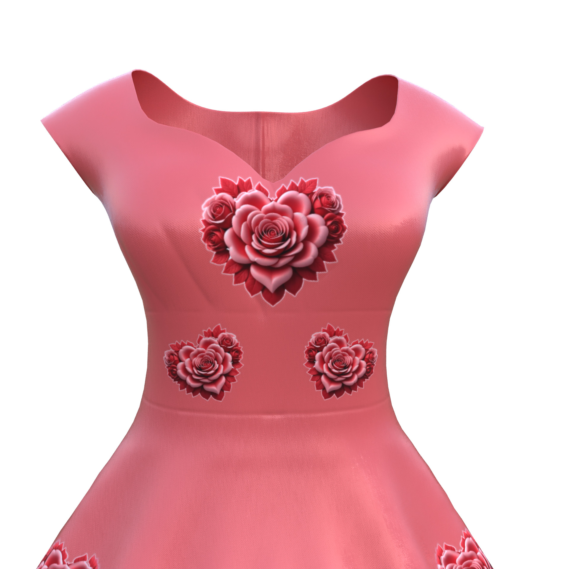 Low Poly Red Vintage Dress Low-poly 3D model_6