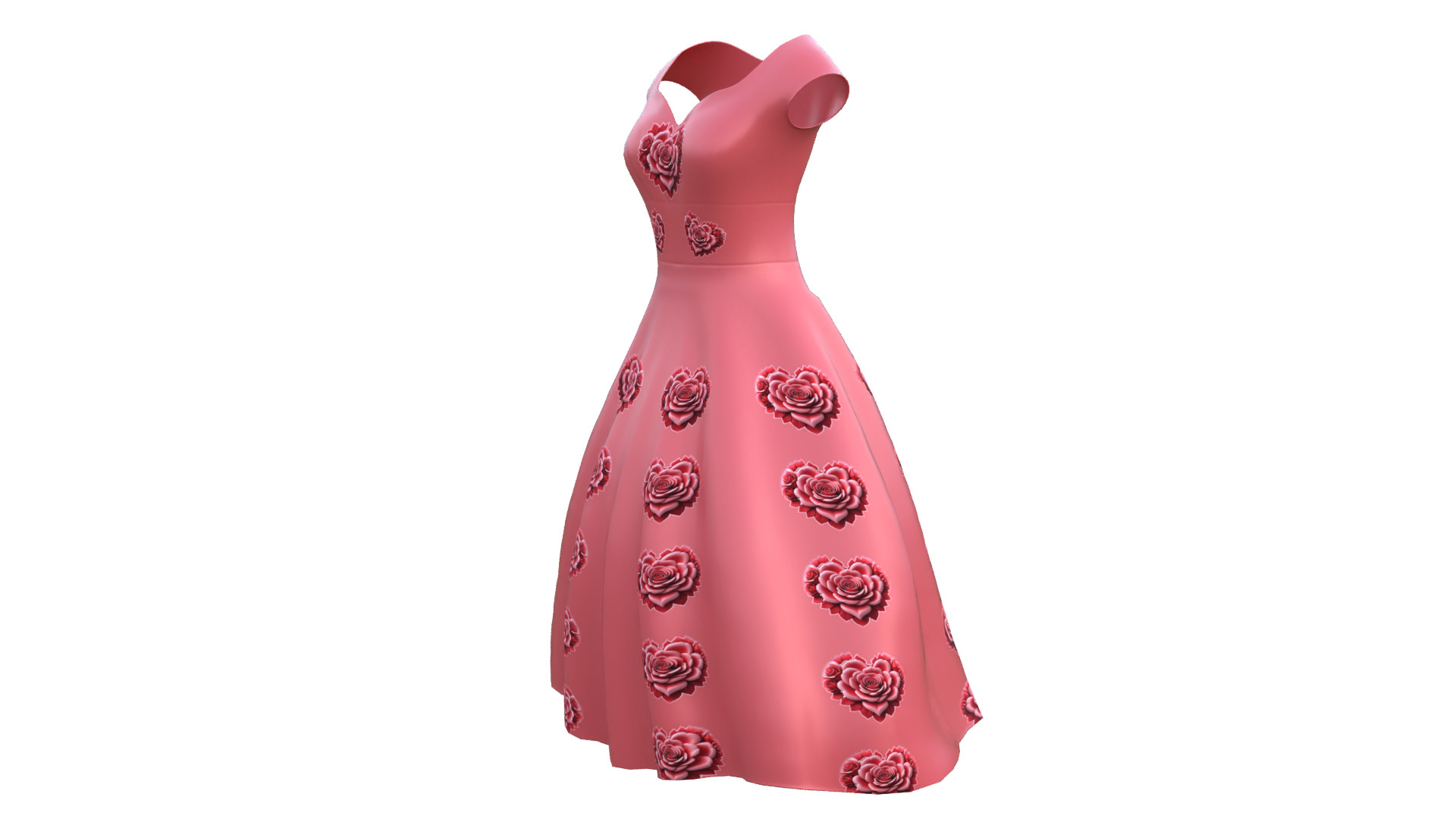 Low Poly Red Vintage Dress Low-poly 3D model_41