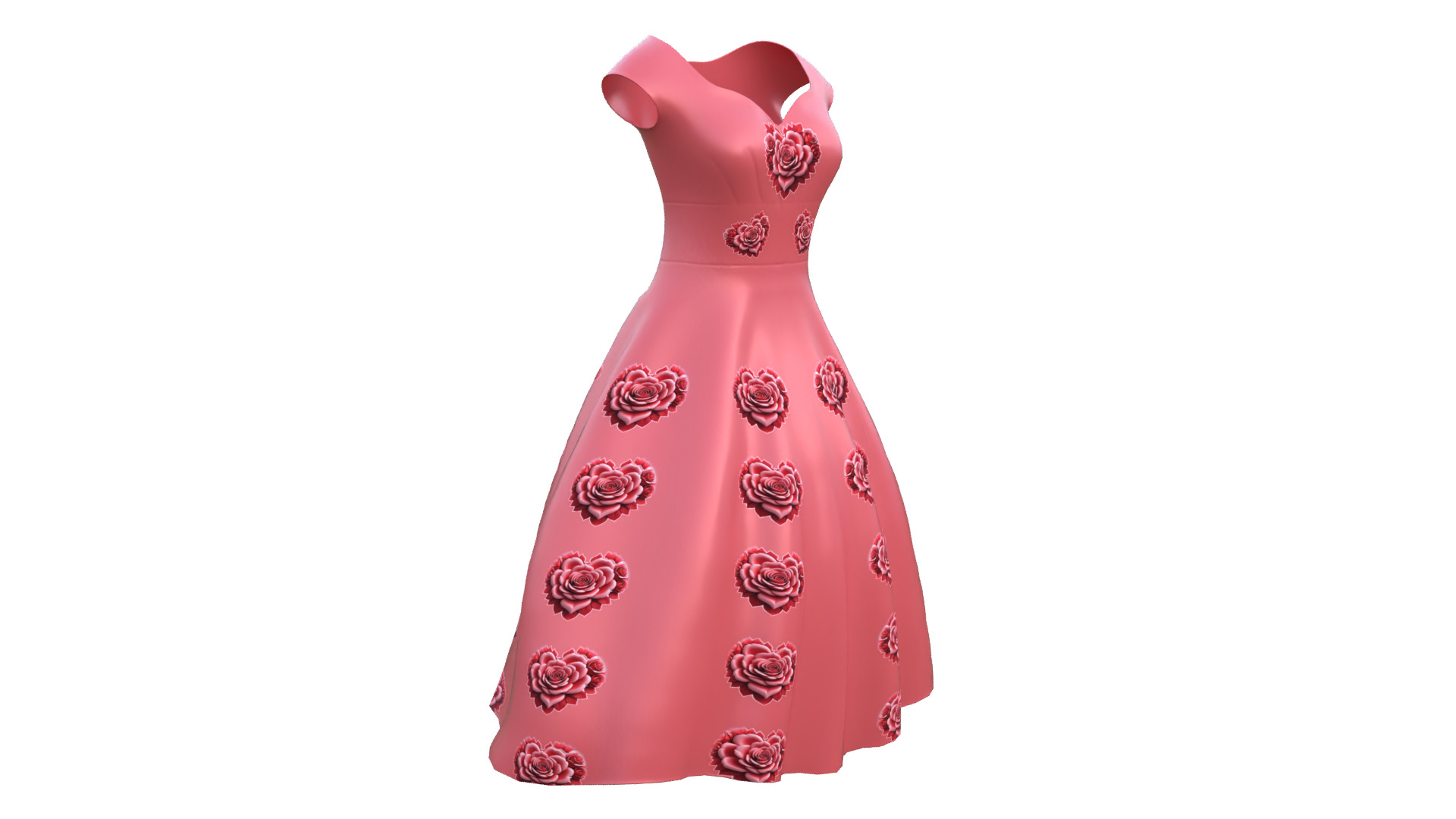 Low Poly Red Vintage Dress Low-poly 3D model_16