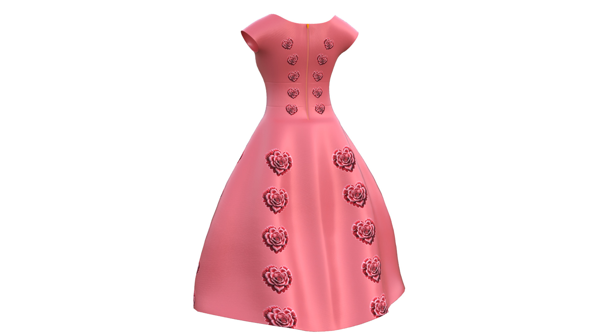 Low Poly Red Vintage Dress Low-poly 3D model_31