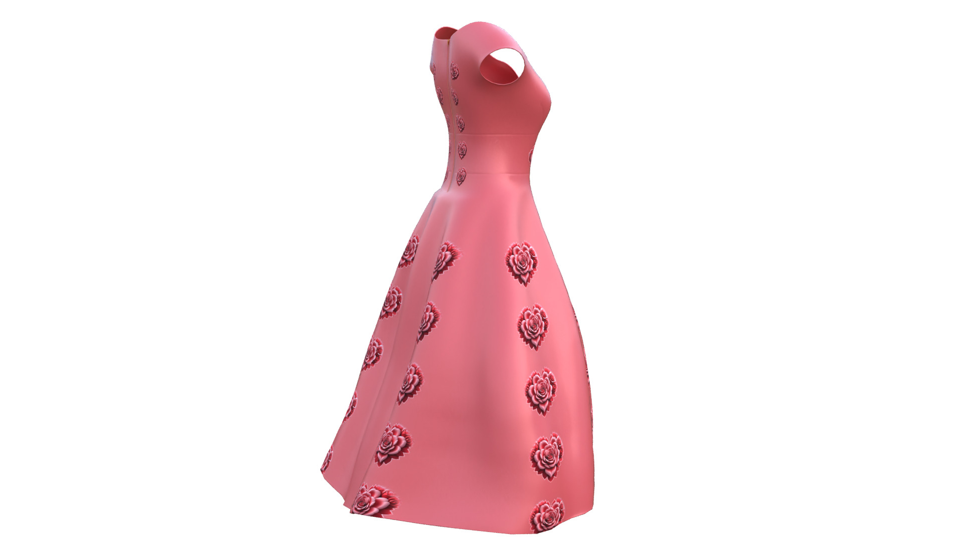 Low Poly Red Vintage Dress Low-poly 3D model_22