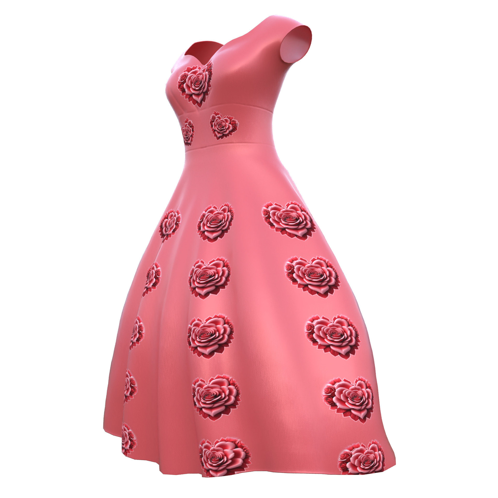 Low Poly Red Vintage Dress Low-poly 3D model_3