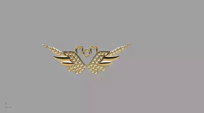  Golden Winged MOM Pendant 3D print model