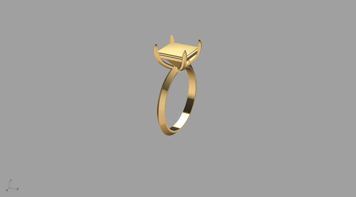 Square Stone Solitaire Setting 3D print model_7