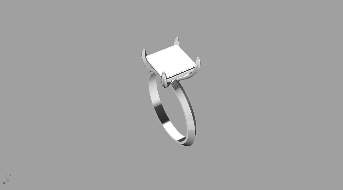 Square Stone Solitaire Setting 3D print model_3
