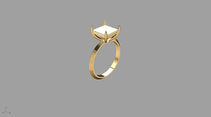 Square Stone Solitaire Setting 3D print model