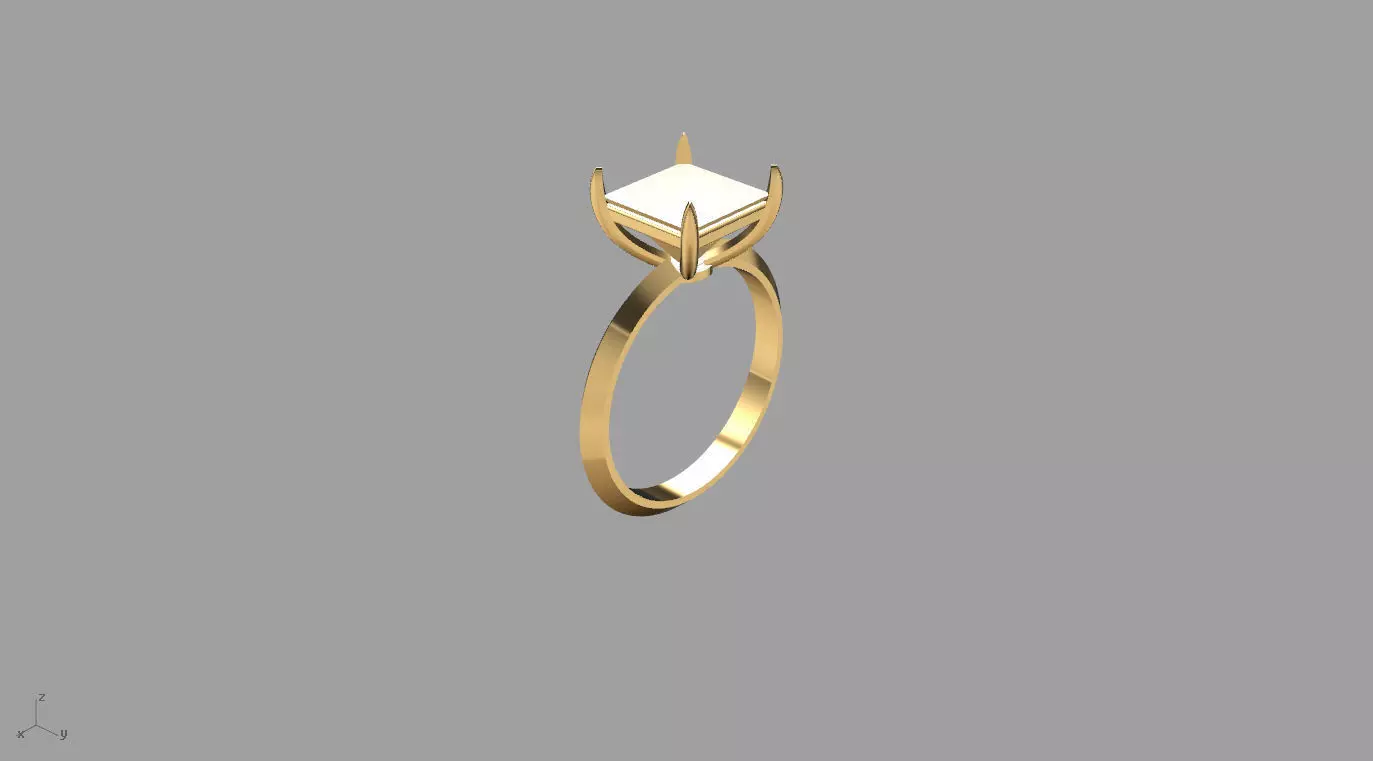 Square Stone Solitaire Setting 3D print model_0