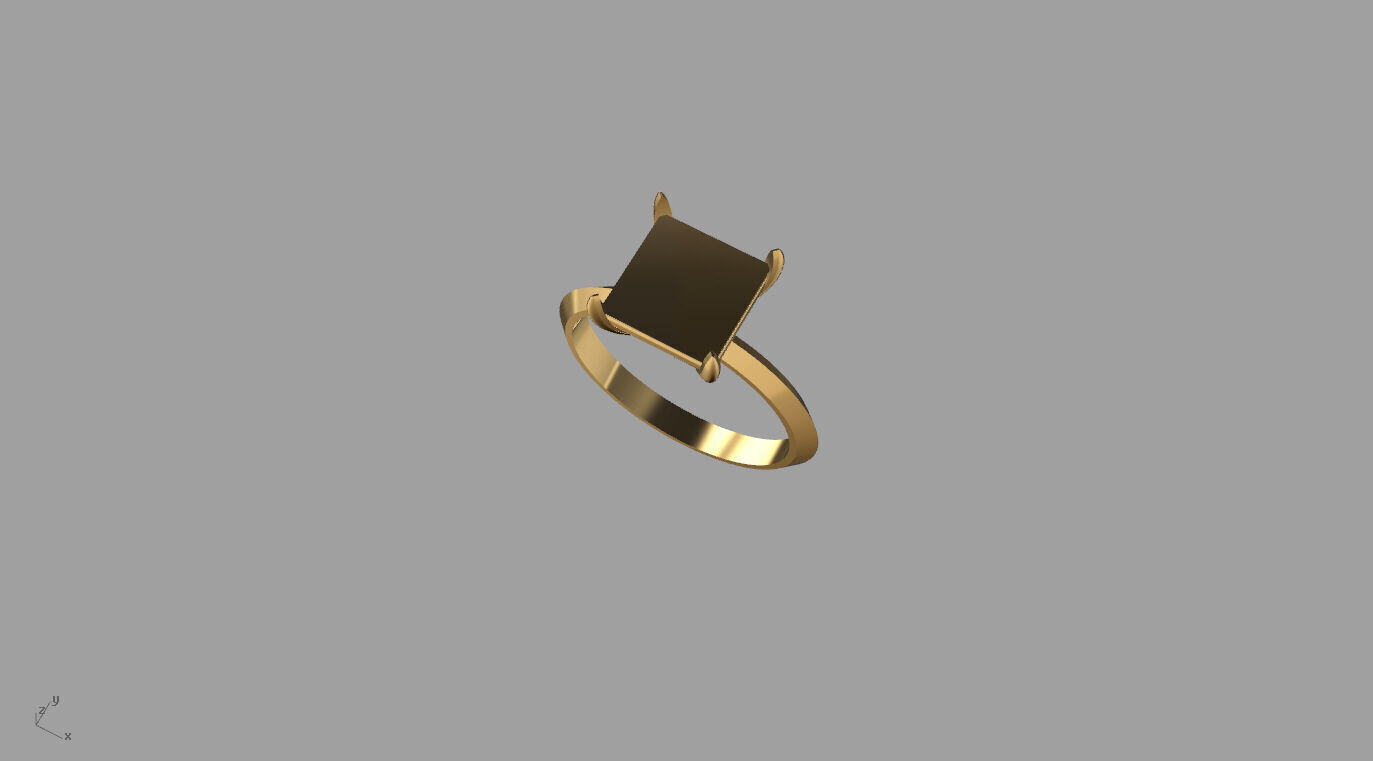 Square Stone Solitaire Setting 3D print model_6