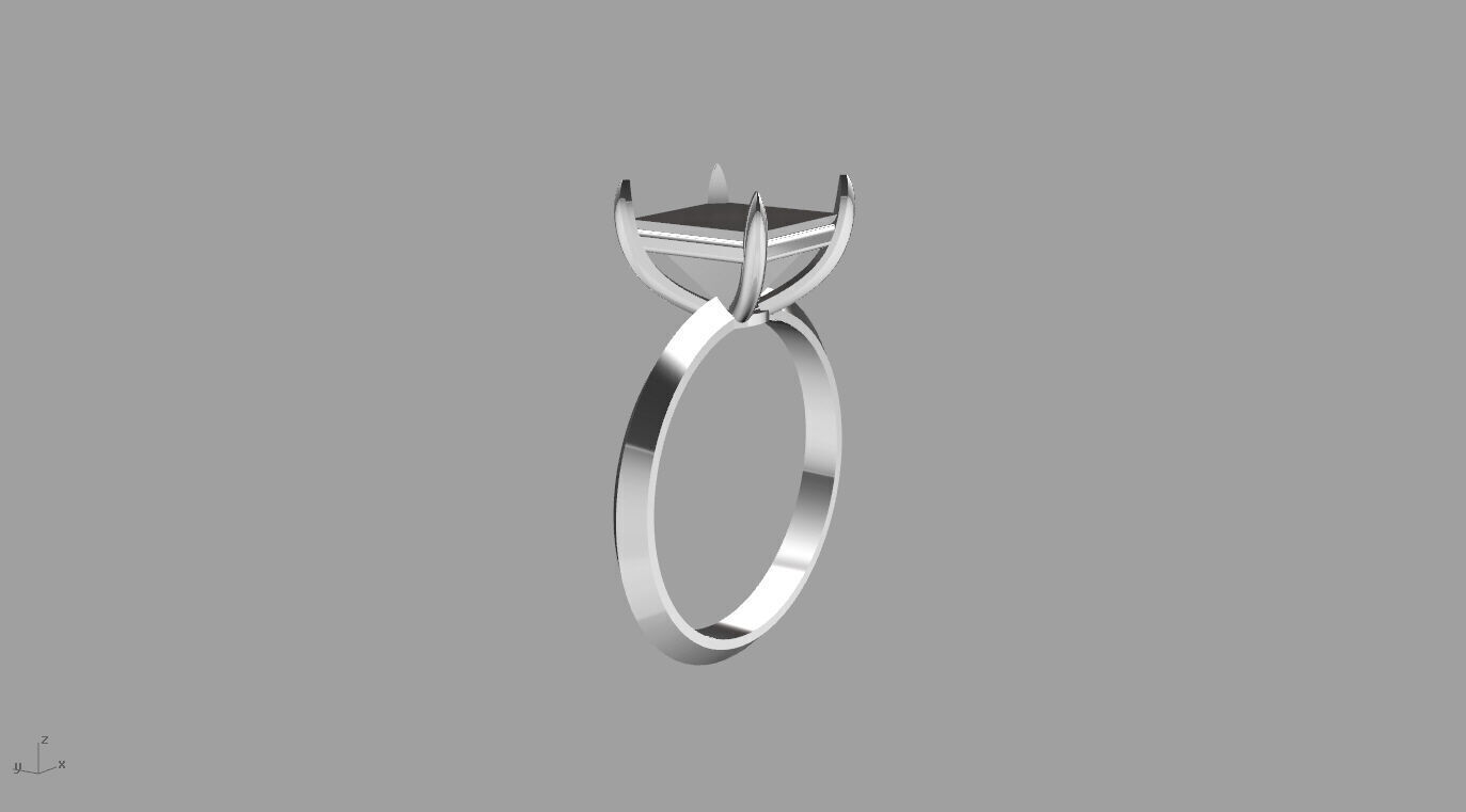 Square Stone Solitaire Setting 3D print model_8