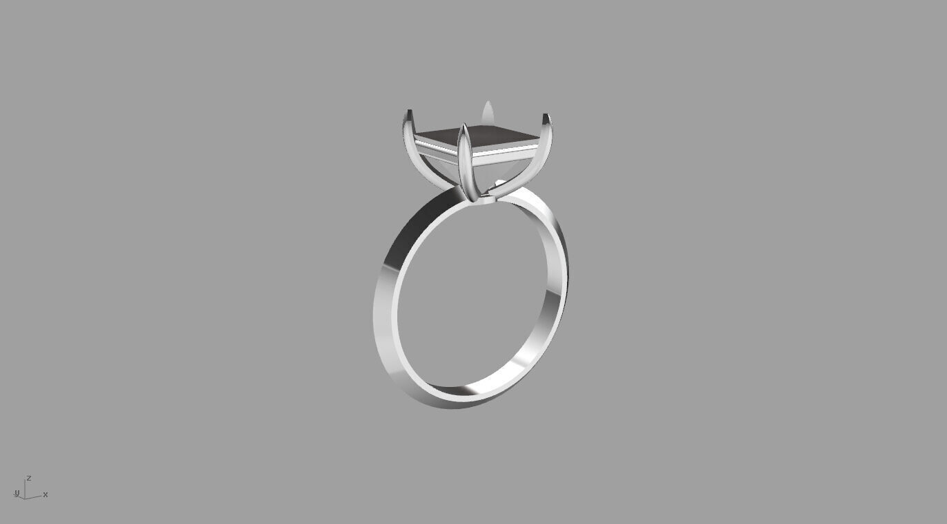 Square Stone Solitaire Setting 3D print model_11