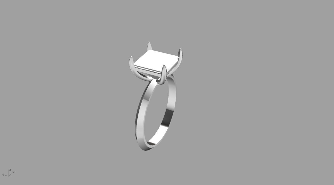 Square Stone Solitaire Setting 3D print model_12