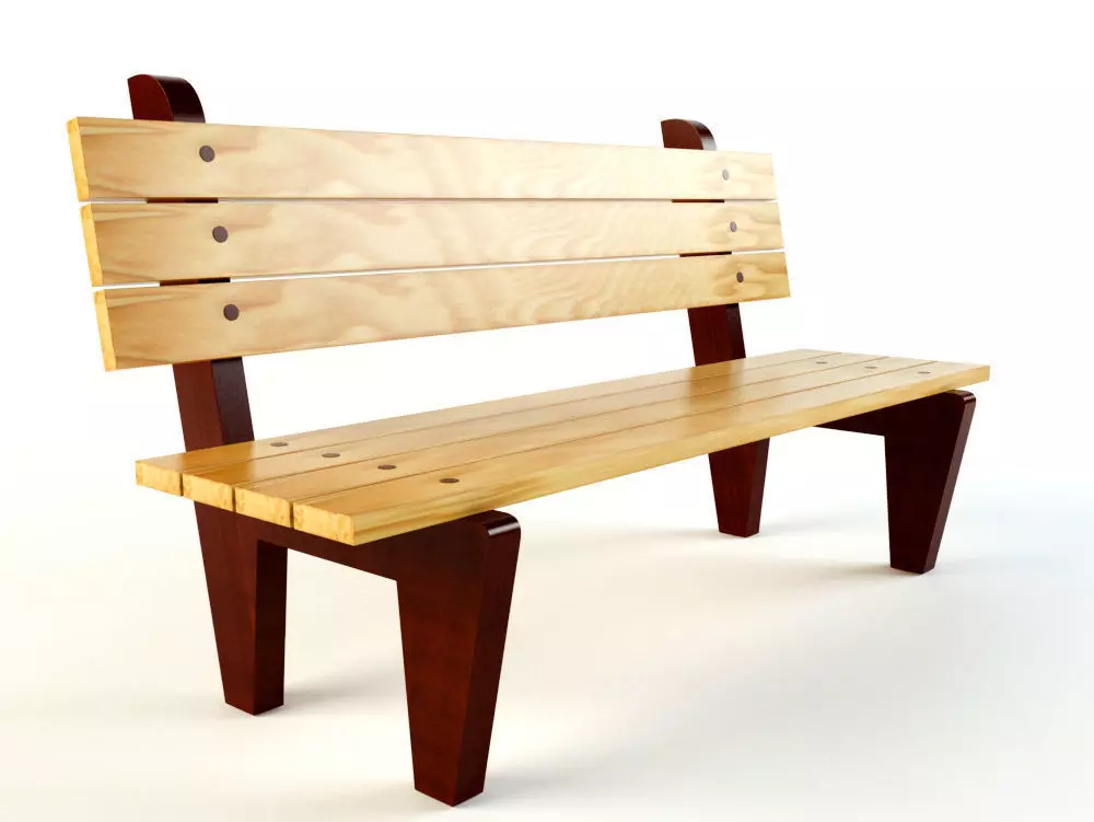 wooden bench Free 3D model_0