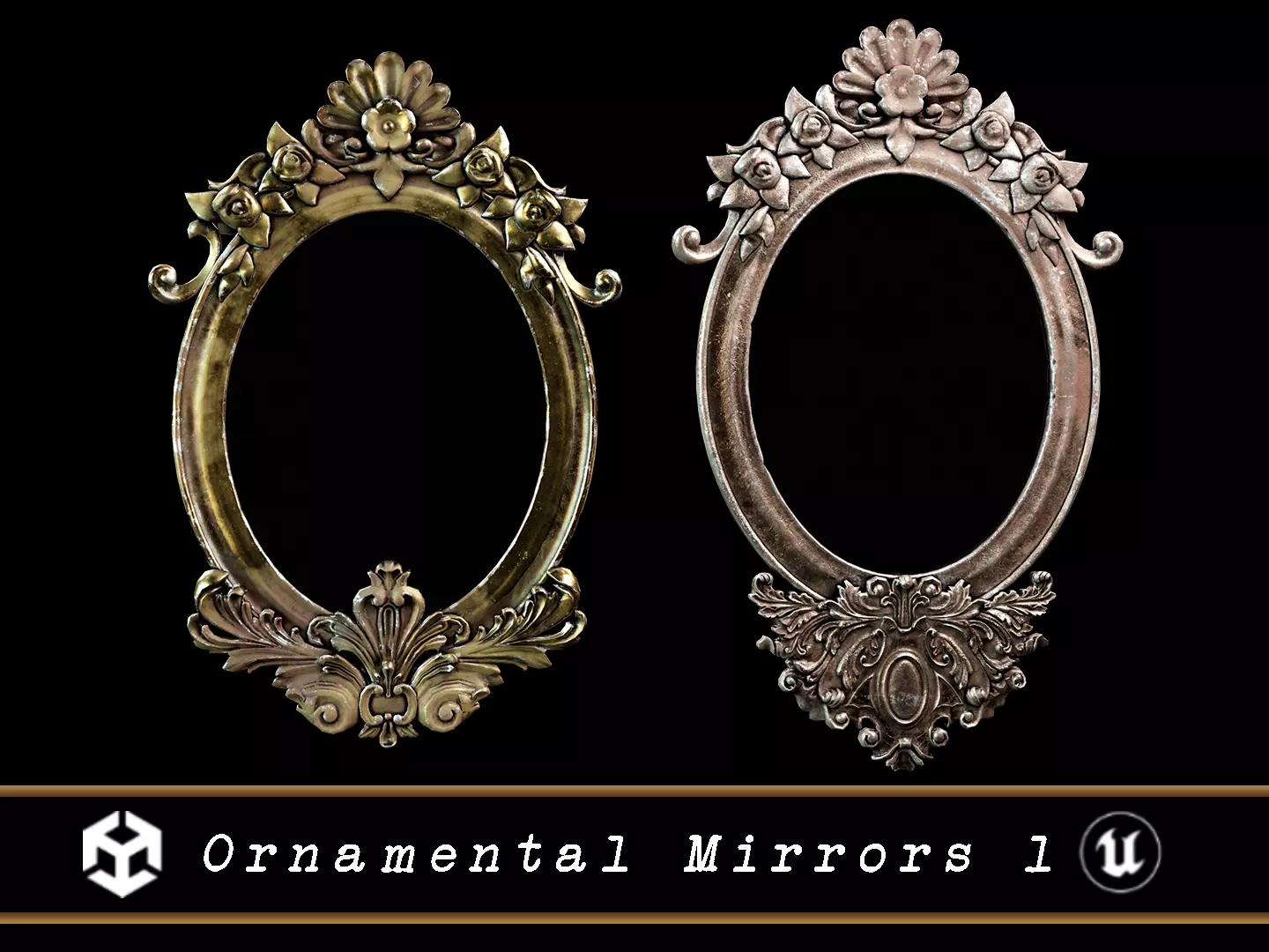 Ornamental Mirrors Low-poly 3D model_0