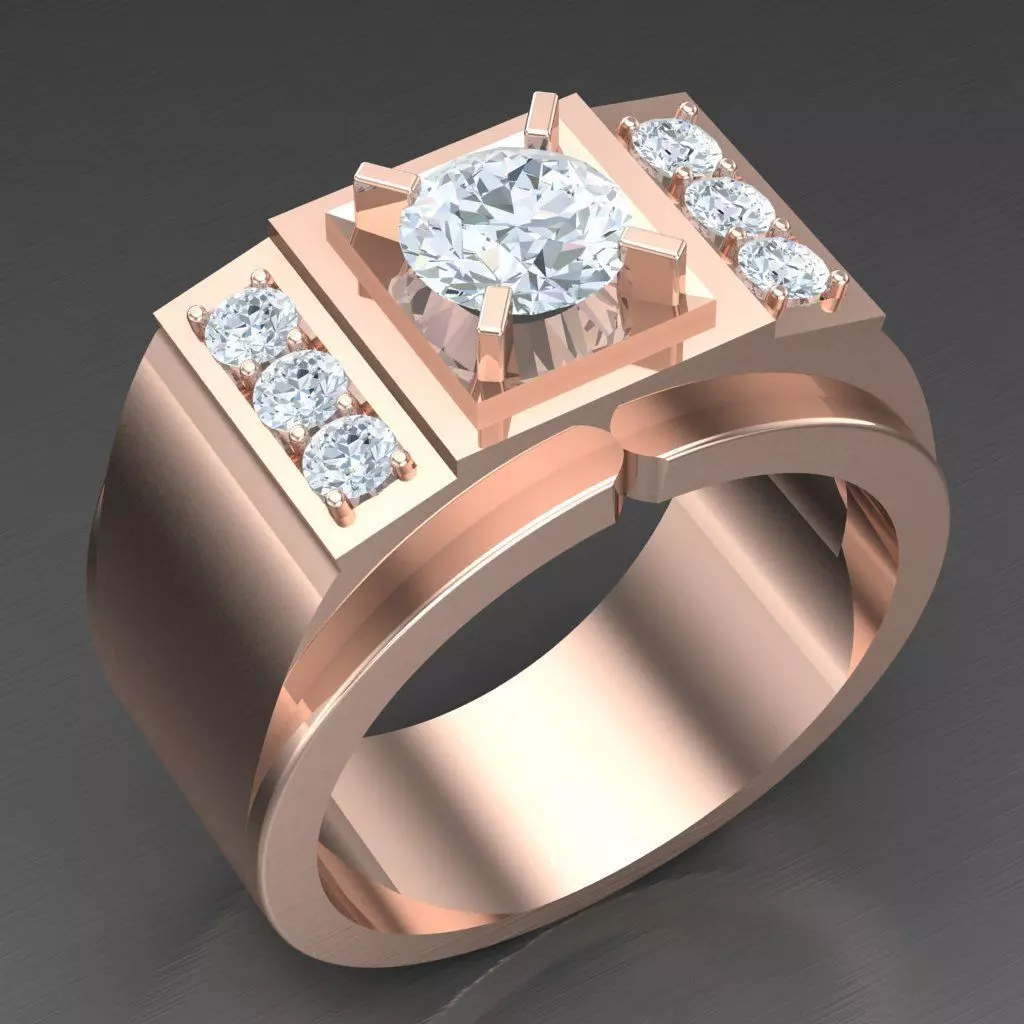 Modern Men Ring 3D CAD File 6MR074 3D print model_0