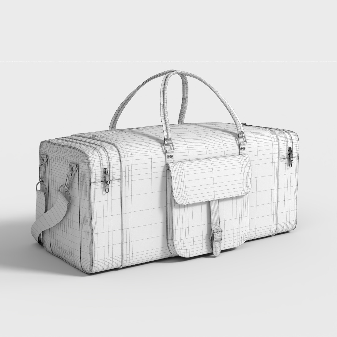 VINTAGE LEATHER DUFFLE BAG Low-poly 3D model_8