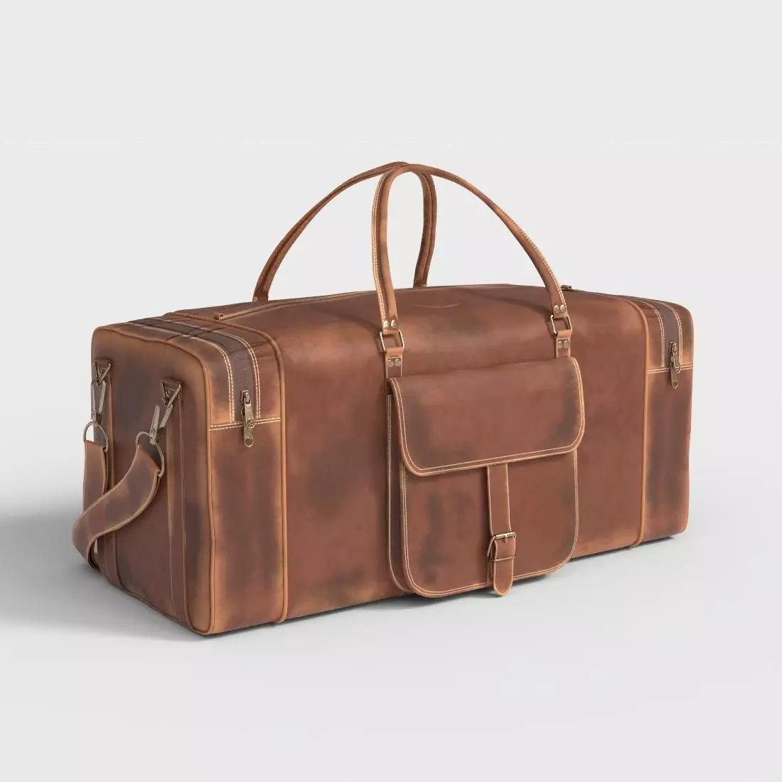 VINTAGE LEATHER DUFFLE BAG Low-poly 3D model_0