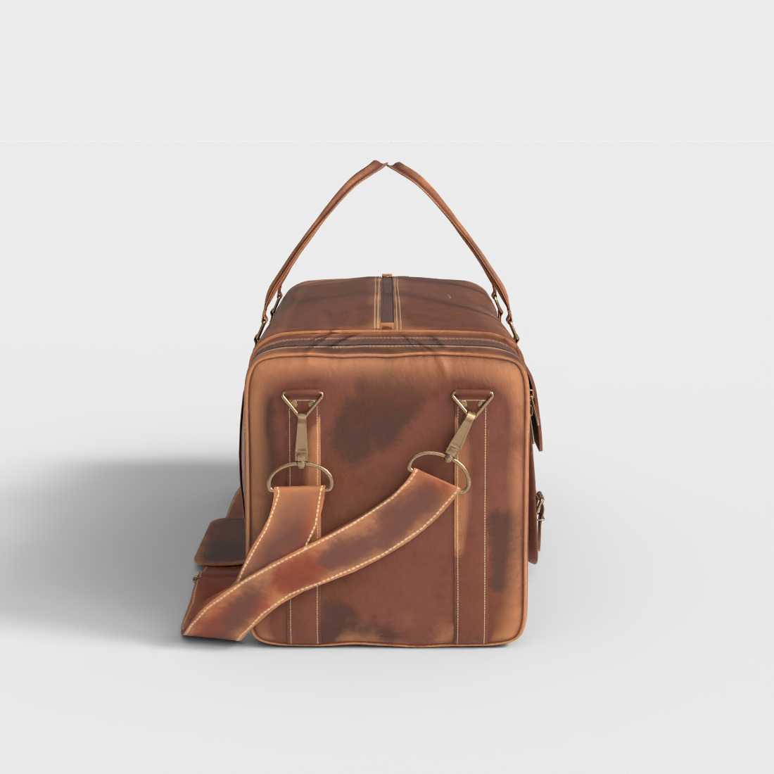 VINTAGE LEATHER DUFFLE BAG Low-poly 3D model_2