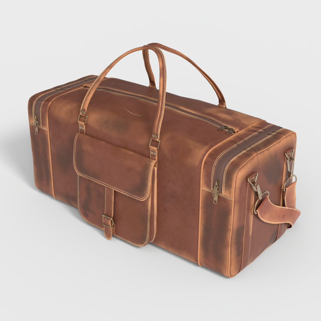 VINTAGE LEATHER DUFFLE BAG Low-poly 3D model_4