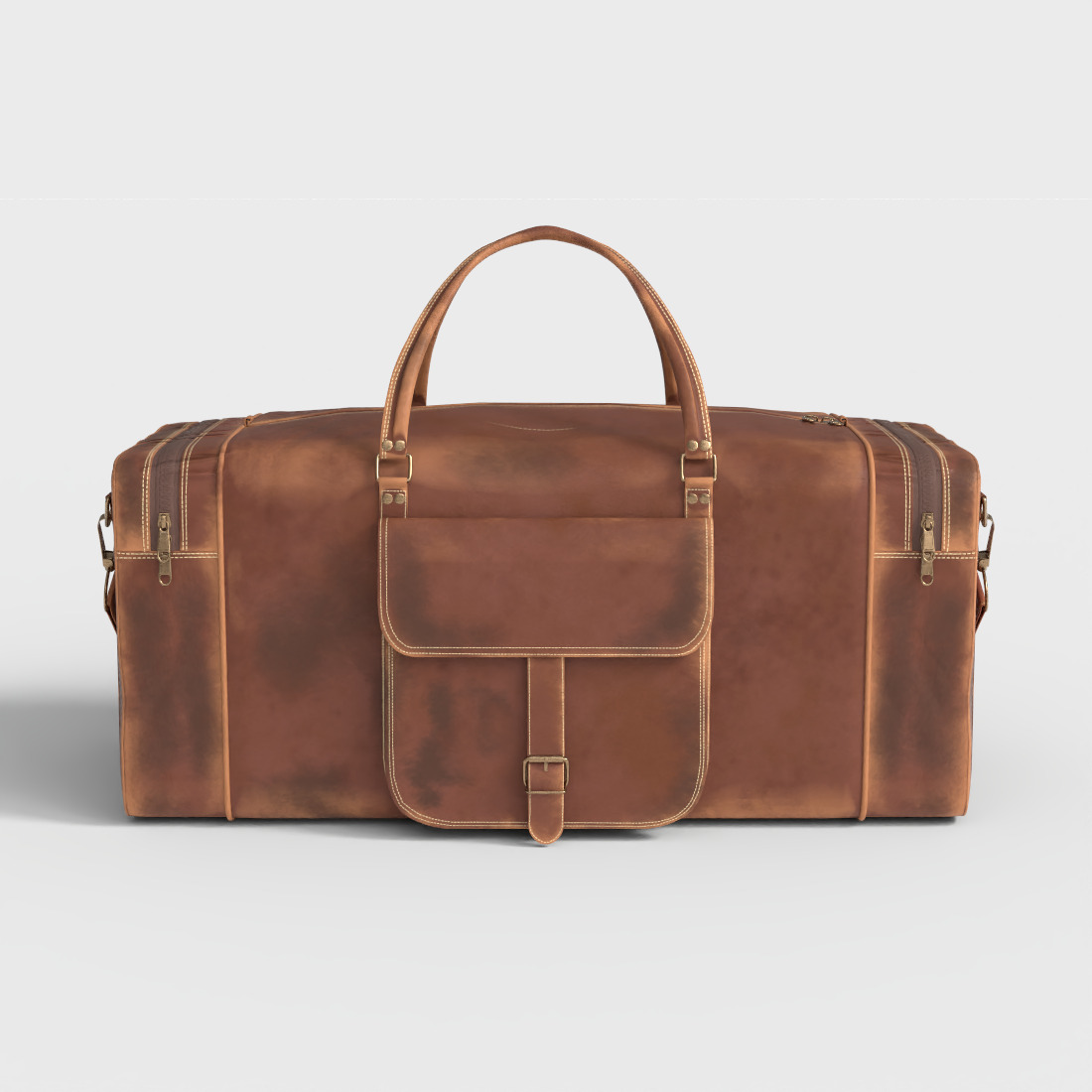 VINTAGE LEATHER DUFFLE BAG Low-poly 3D model_1