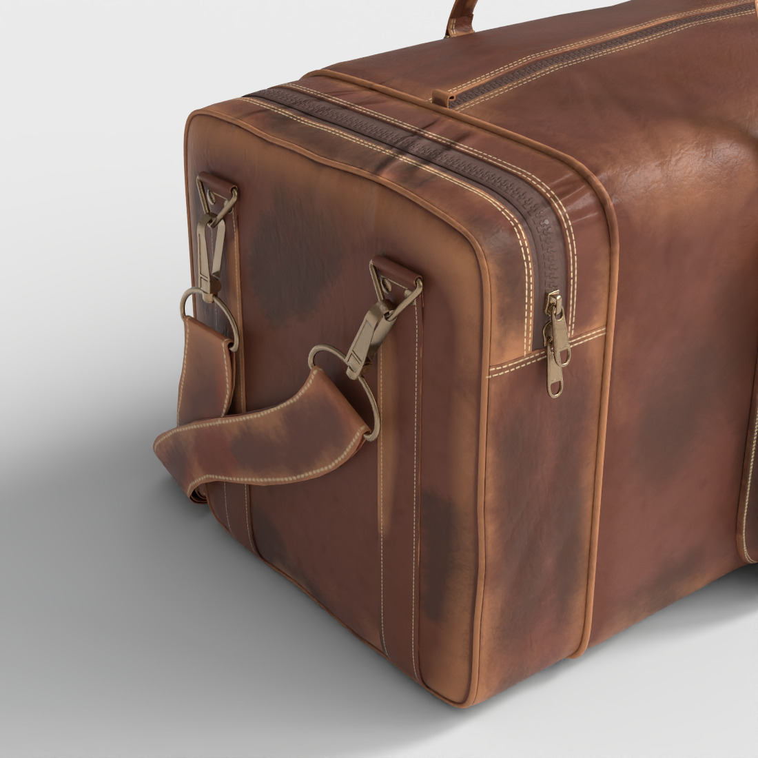 VINTAGE LEATHER DUFFLE BAG Low-poly 3D model_5