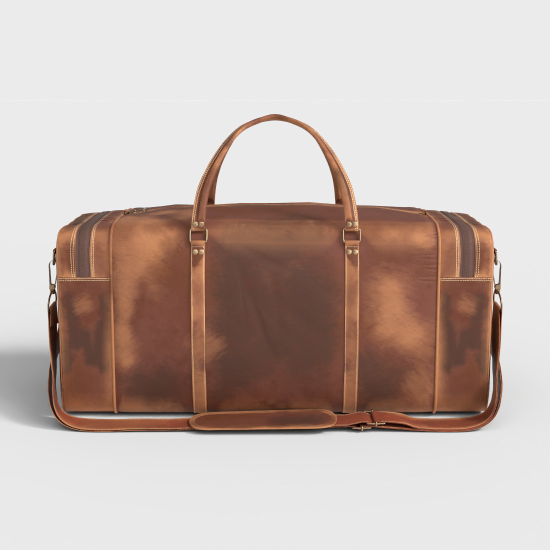 VINTAGE LEATHER DUFFLE BAG Low-poly 3D model_3