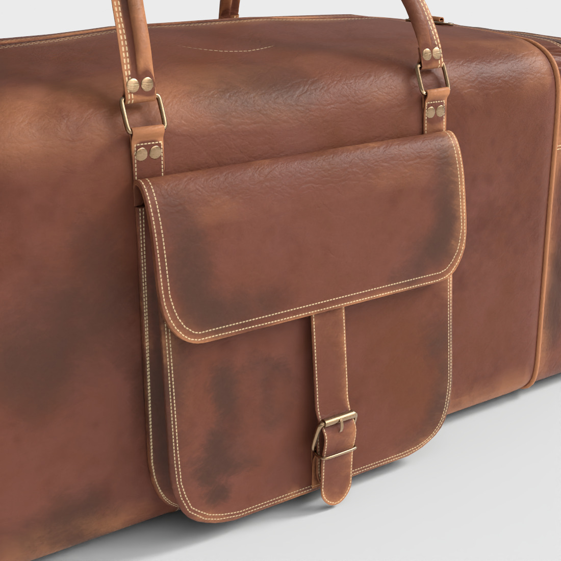 VINTAGE LEATHER DUFFLE BAG Low-poly 3D model_6